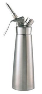 Browne Foodservice Whipped Cream Dispenser, 34 oz, Two Nozzles, Stainless Steel, NSF