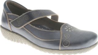Womens Spring Step Tayla   Blue Leather Casual Shoes