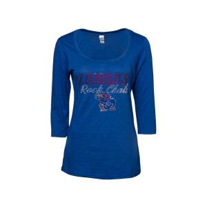Kansas Jayhawks NCAA Womens Relaxed Three Quarter Sleeve Mascot T Shirt
