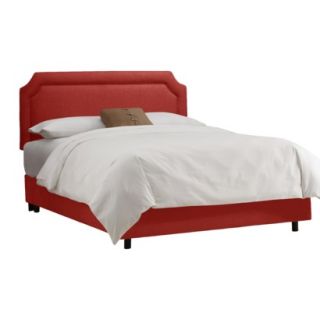 Skyline California King Bed Clarendon Notched Bed   Linen Antique Red