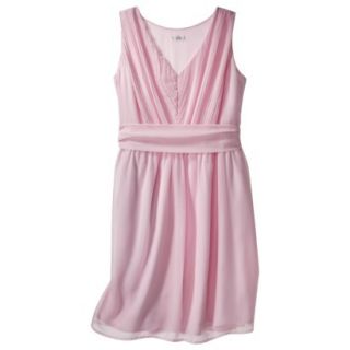 TEVOLIO Womens Chiffon V Neck Pleated Dress   Pink Lemonade   10