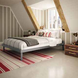 Amisco Attic Glossy Grey 54 inch Full size Metal Bed
