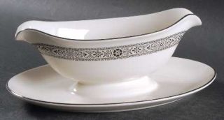 Edgerton Midnight Lace Gravy Boat with Attached Underplate, Fine China Dinnerwar