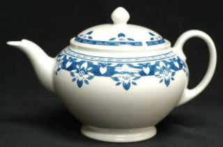 Johnson Brothers Portland Teapot & Lid, Fine China Dinnerware   Blue&White Flowe