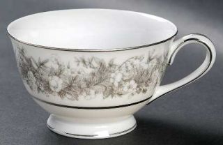 Sango Florentine Footed Cup, Fine China Dinnerware   Gray Flowers On     Rim