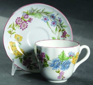Spode Romany Flat Cup & Saucer Set, Fine China Dinnerware   Imperialware, Floral