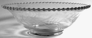 Imperial Glass Ohio 3400 2 Round Bowl   Stem #3400,Gray Cut Floral On Bowl