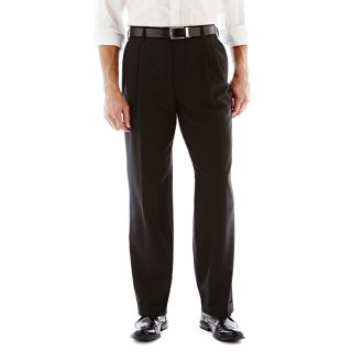 Stafford Travel Pleated Suit Pants, Black, Mens