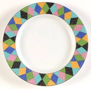 Studio Nova Fiesta Salad Plate, Fine China Dinnerware   Multicolor Diamonds On R