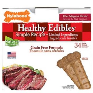 Nylabone Healthy Edibles Petite Size Filet Mignon Flavored Dog Bone Chew, Pack of 34