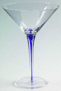Block Crystal Artesia Blue Martini Glass   Blue Stripe In Stem