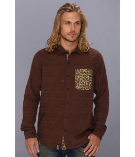L R G Trapped Out L/S Woven Mens Long Sleeve Button Up (Brown)