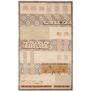 Safavieh Hand knotted Tibetan Beige Geometric Wool/ Silk Rug (4 X 6)