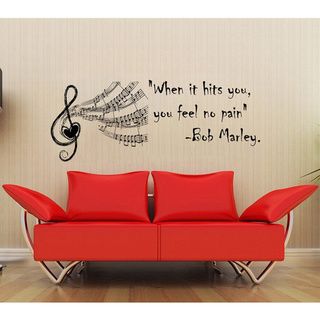 When It Hits You, You Feel No Pain. Bob Marley Vinyl Wall Decal (Glossy blackEasy to applyDimensions 25 inches wide x 35 inches long )