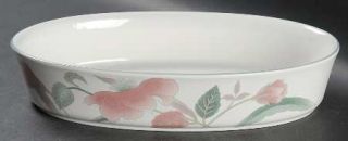 Mikasa Silk Flowers Oval Baker, Fine China Dinnerware   Octagonal,Pink Flowers,T