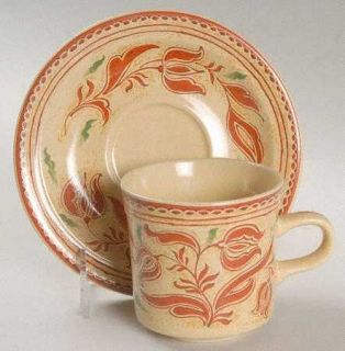 Georges Briard American Folk Art Flat Cup & Saucer Set, Fine China Dinnerware  