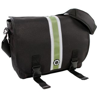 Dadgear Center Stripe Green Messenger Diaper Bag