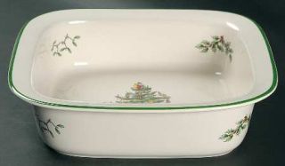 Spode Christmas Tree Green Trim Square Baker, Fine China Dinnerware   Newer Back