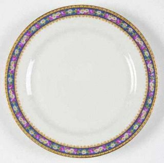 Jean Pouyat Poy70 Salad Plate, Fine China Dinnerware   Blue Band W/White Dasies