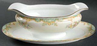 Noritake Jasmine Gravy Boat with Attached Underplate, Fine China Dinnerware   Gr