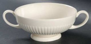 Wedgwood Edme Footed Cream Soup Bowl, Fine China Dinnerware   Off White,Ribbed R