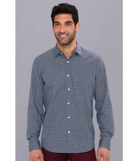 Perry Ellis Slim Fit L/S Droplet Print Shirt Mens Long Sleeve Button Up (Blue)