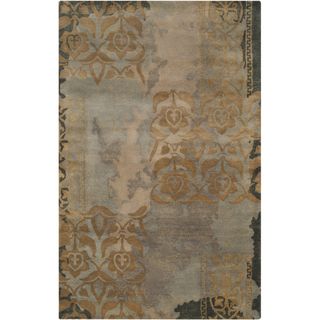 Hand tufted Sorento Midnight Green Abstract Floral Wool Rug (5 X 8)