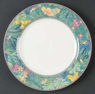 Mikasa Bali Salad Plate, Fine China Dinnerware   Floral, Green Ferns, White Cent