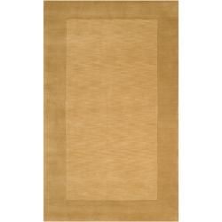 Hand crafted Gold Tone on tone Bordered Wool Rug (8 X 11)