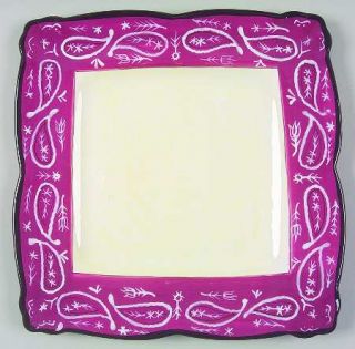 222 Fifth (PTS) Cowgirl Pink Square Dinner Plate, Fine China Dinnerware   Pink B