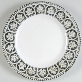 222 Fifth (PTS) San Marco Dinner Plate, Fine China Dinnerware   Black Rim,White