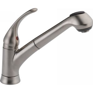 Delta Faucet B4310LF SS Foundations Single Handle Pull Out Spray Kitchen Faucet