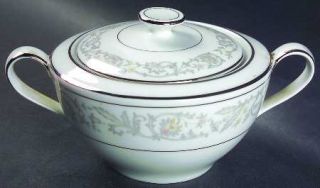 Empress (Japan) Majestic Sugar Bowl & Lid, Fine China Dinnerware   Gray Flowers