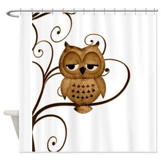  Brown Swirly Tree Owl Shower Curtain  Use code FREECART at Checkout
