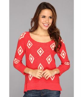 Lucky Brand Diamond Intarsia Womens Sweater (Red)