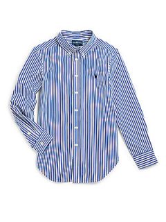 Ralph Lauren Boys Striped Blake Poplin Shirt   Blue Stripe