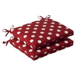 Pillow Perfect Outdoor Red/ White Polka Dot Squared Seat Cushions (set Of 2) (Red/white polka dotMaterials PolyesterFill 100 percent virgin polyester fiber fillClosure Sewn seam Weather resistant UV protection Care instructions Spot clean onlyDimensio