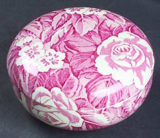 Burgess & Leigh Victorian Chintz Pink Round Box with Lid, Fine China Dinnerware