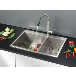 Ruvati RVC2409 Combo Stainless Steel Kitchen Sink and Stainless Steel Set