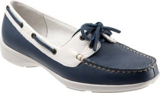 Womens Trotters Zaza   White/Navy Soft Tumbled Leather Casual Shoes