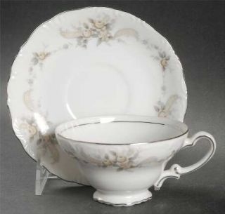 Ashcraft Queen Anne Footed Cup & Saucer Set, Fine China Dinnerware   Yellow Rose