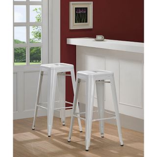 Tabouret 30 inch White Bar Stools (set Of 2) (WhiteMaterials SteelFinish Powder coatFully assembledSeat height 30 inchesDimensions 30 inches high x 17 inches wide x 17 inches deep )