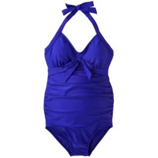 Womens Maternity Halter One Piece Swimsuit   Cobalt Blue L