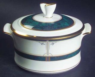 Mikasa Regalaire Sugar Bowl & Lid, Fine China Dinnerware   Bone China, Green Mar