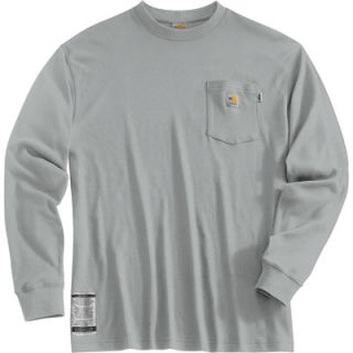 Carhartt Flame Resistant Long Sleeve T Shirt   Light Gray, 2XL, Regular Style,