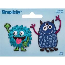 Friendly Monsters Iron On Applique  2 X2 7/8 2/pkg