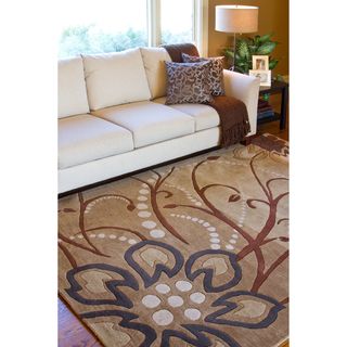 Hand tufted Whimsy Beige Floral Wool Rug (9 X 12)