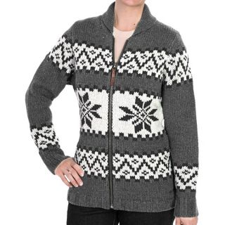 Woolrich Quehanna Cardigan Sweater   Lambswool  Full Zip (For Women)   CHARCOAL (XL )