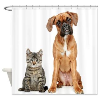  Brown Cat And Dog Boxer Breed   Shower Curtain  Use code FREECART at Checkout