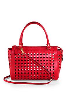 Marni Cutout Leather Satchel   Red